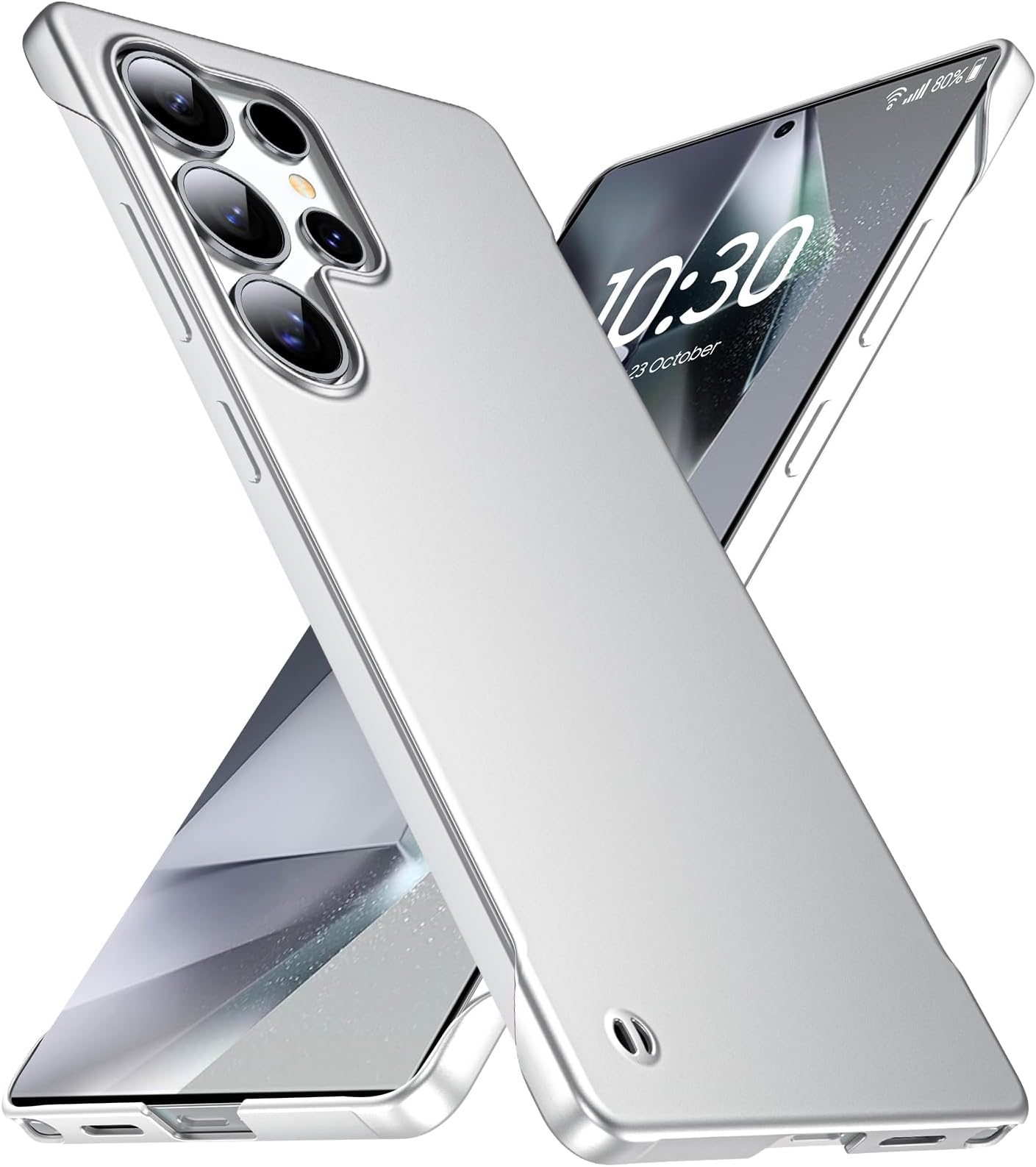 GRECAZO Ultra Thin Frosted Designed for Samsung Galaxy S25 Ultra Frameless Case 6.9 inch Slim Minimalist Lightweight Matte Hard Cover Protective Borderless Case- Silvery