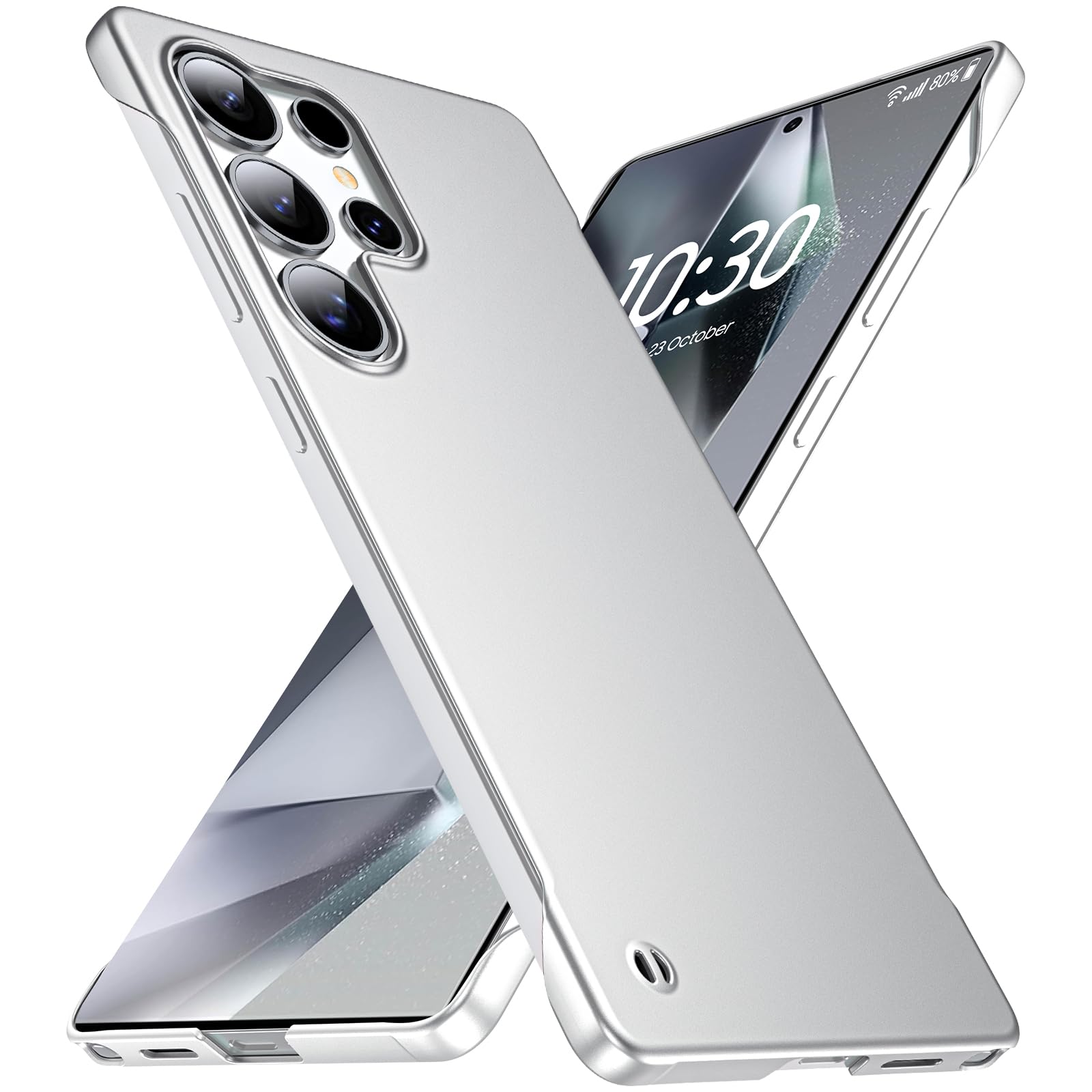 Ultra Thin Frosted Designed for Samsung Galaxy S25 Ultra Frameless Case 6.9 inch Slim Minimalist Lightweight Matte Hard Cover Protective Borderless Case- Silvery