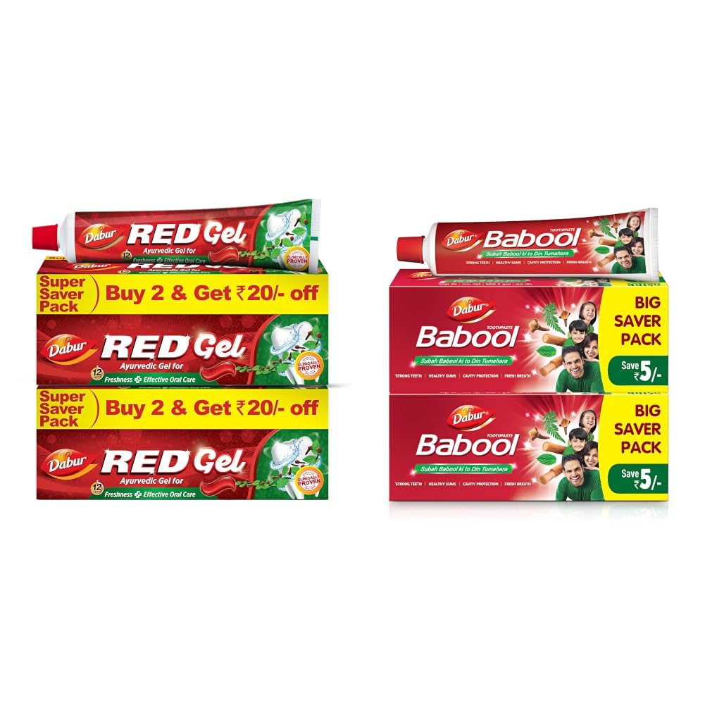 Dabur Red Gel Ayurvedic Toothpaste - 600g (150g x 4) | Reduction in Bad Breath, Plaque & Gingivitis | Freshness with Protection | For Healthy Gums & Effective Dental Care & Babool Ayurvedic Toothpaste-image-18