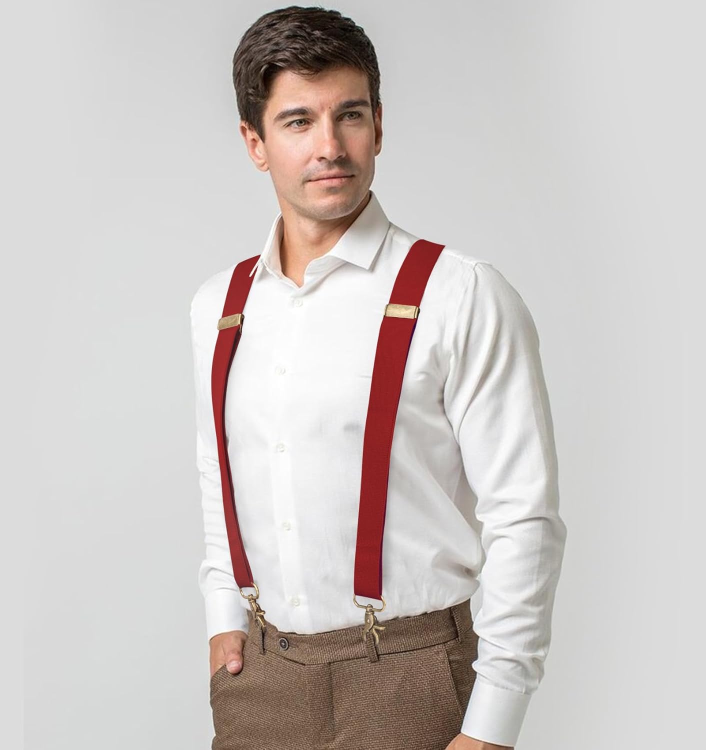 Fasker Suspenders for Men Heavy Duty 1.4 Inch Adjustable Elastic Straps X-Back Mens Suspenders - Image 2