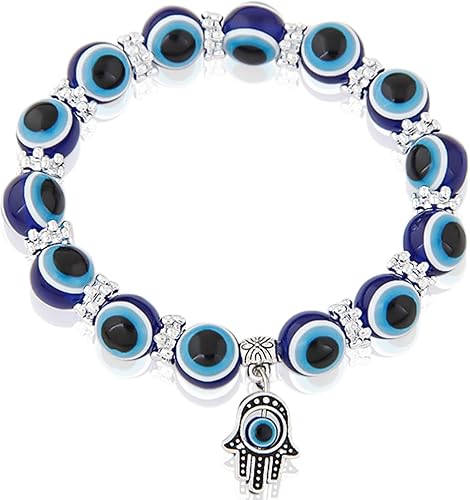 Miniatura 5 de Aylifu Dijes de marco de cuentas de mano de Hamsa, dije de mal de ojo de Hamsa con símbolo de mano de Fátima para bricolaje, collar y pulsera