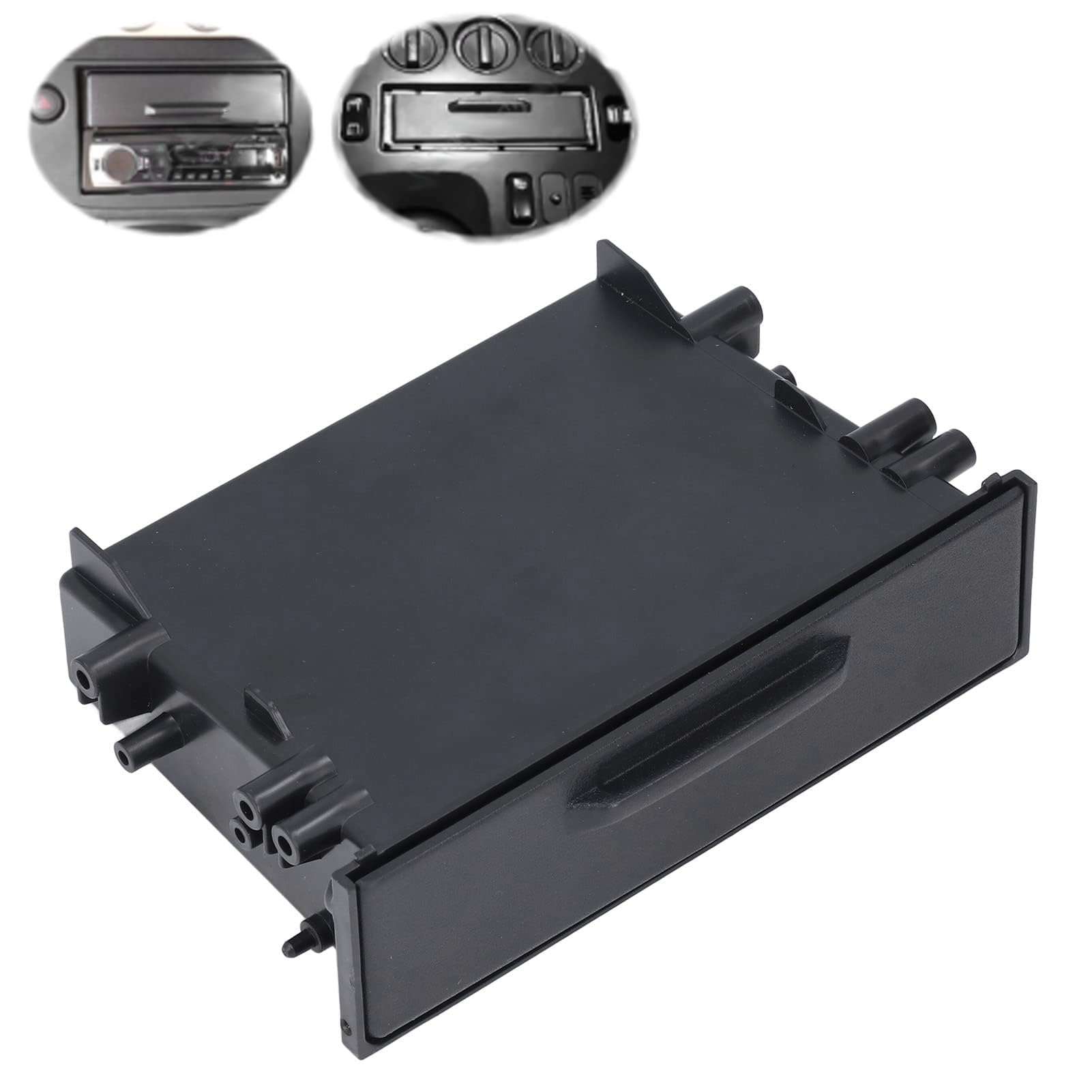 Boîte de Rangement pour Autoradio, 1DIN Premium ABS Multi-applications Noir Organiseur Intérieur Boîte de Rangement Stéréo pour Voiture Remplacement Universel pour Automobile