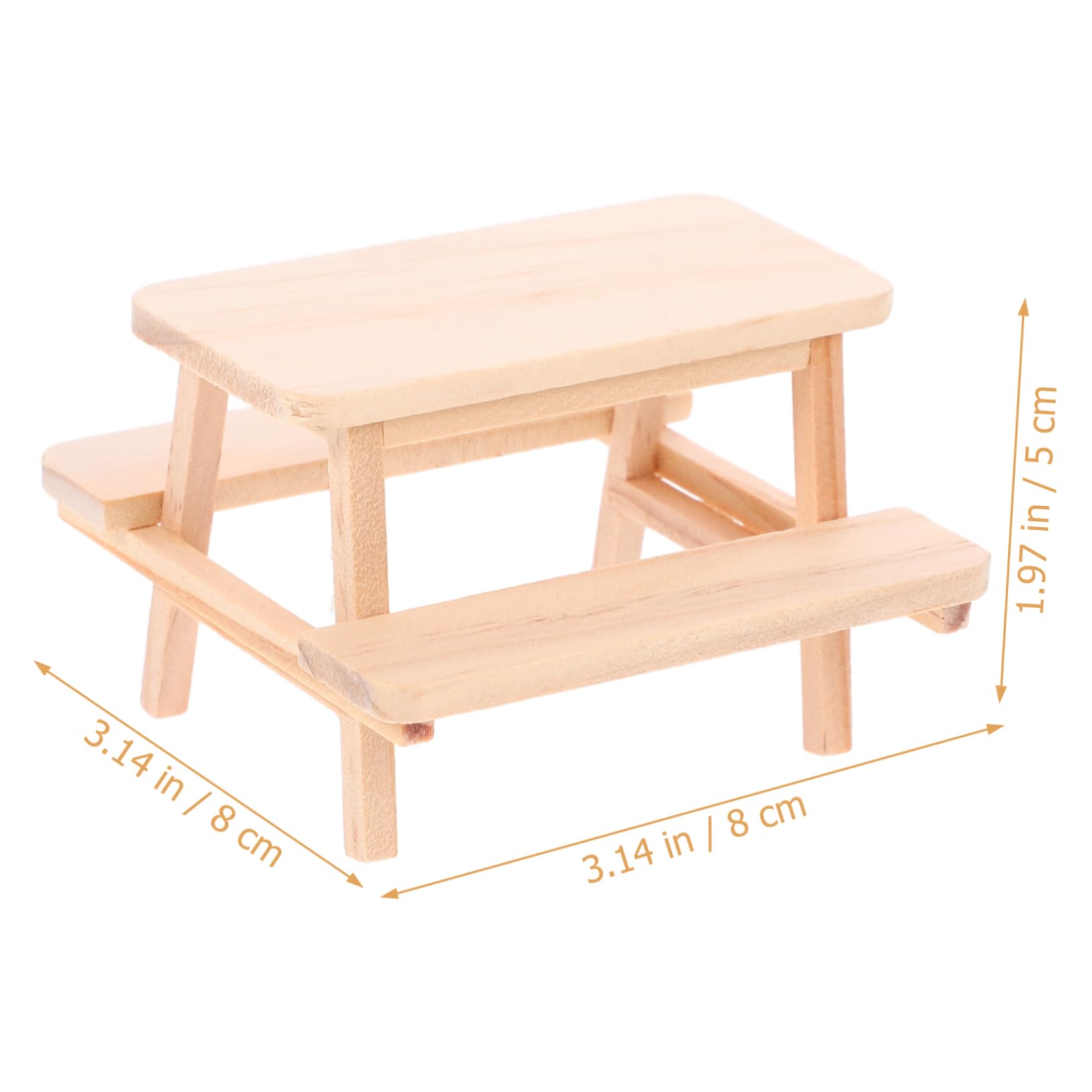 SUPVOX Miniature Wooden Picnic Table Model 3.15In Doll House Furniture Accessory Compact Outdoor Table Prop for Dollhouse Decoration - Image 2