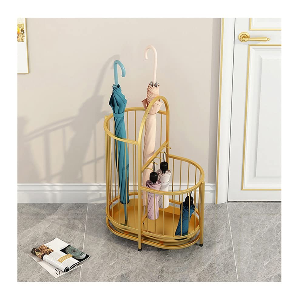 DFGHNBVC Large Capacity Umbrella Stand - Stylish Indoor Nizer For Hallway Entrance | Elegant Home Decor Solution For Rain Gear Storage,Gold-40X24X55Cm