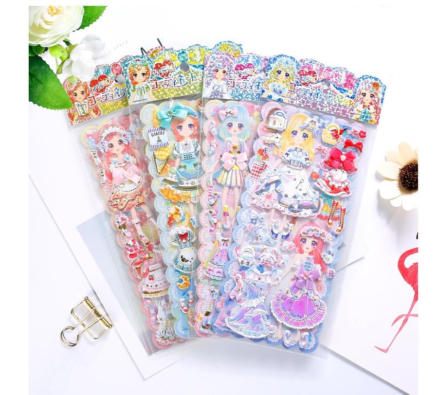 Image of 3D Puffy Dress Up Doll Stickers Set for Kids - Cute Princess Fashion Stickers with Outfits, Accessories & Dolls for Scrapbooking, Journals, School Projects & DIY Crafts