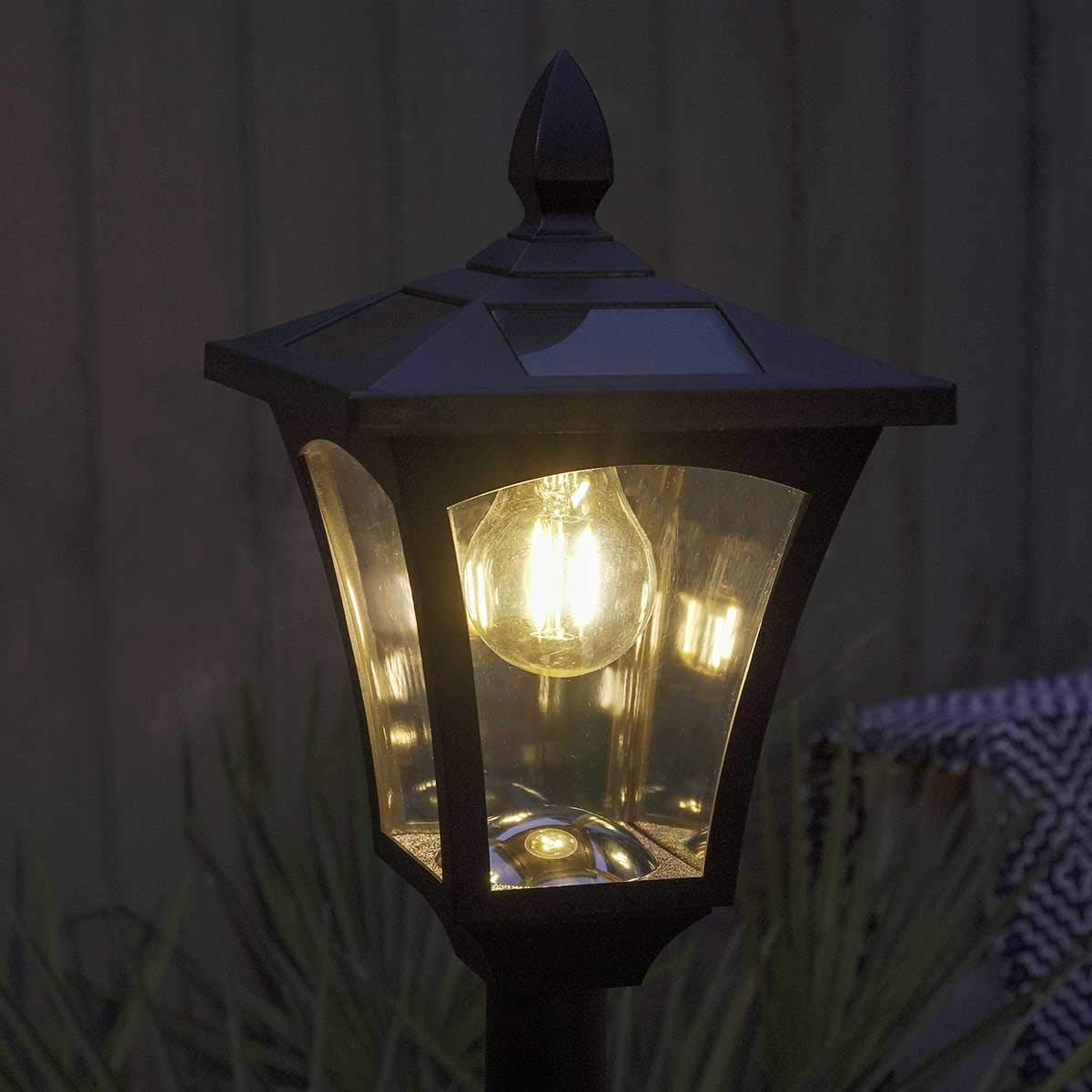 Festive Lights Lampadaire Solaire LED Extérieur Aluminium Waterproof Jardin Traditionnel Ampoule Filament Borne