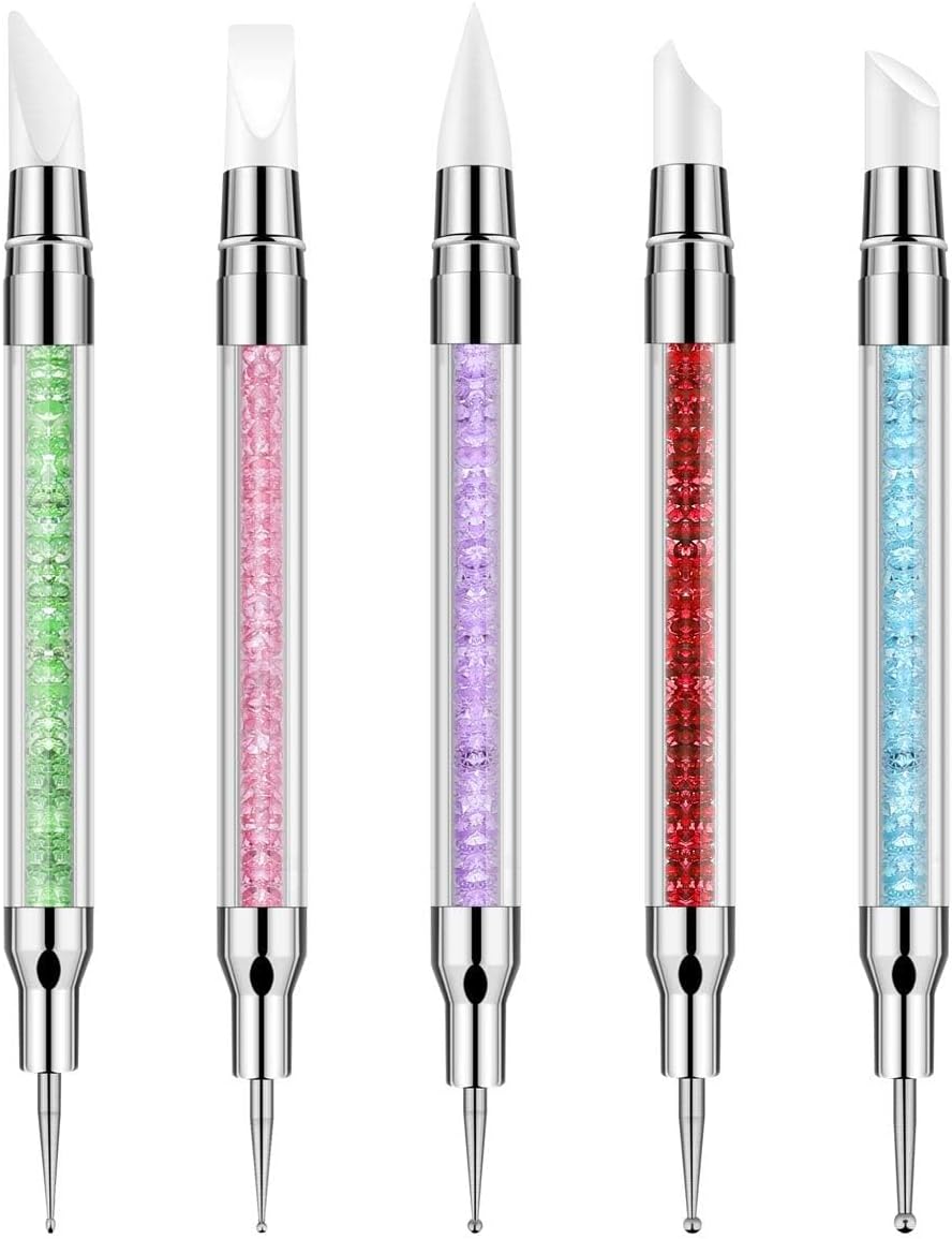 BTYMS5 Pcs Silicone Nail Tool - Dotting Tool, Dual Tipped Nail Art Sculpture Pen, Brush