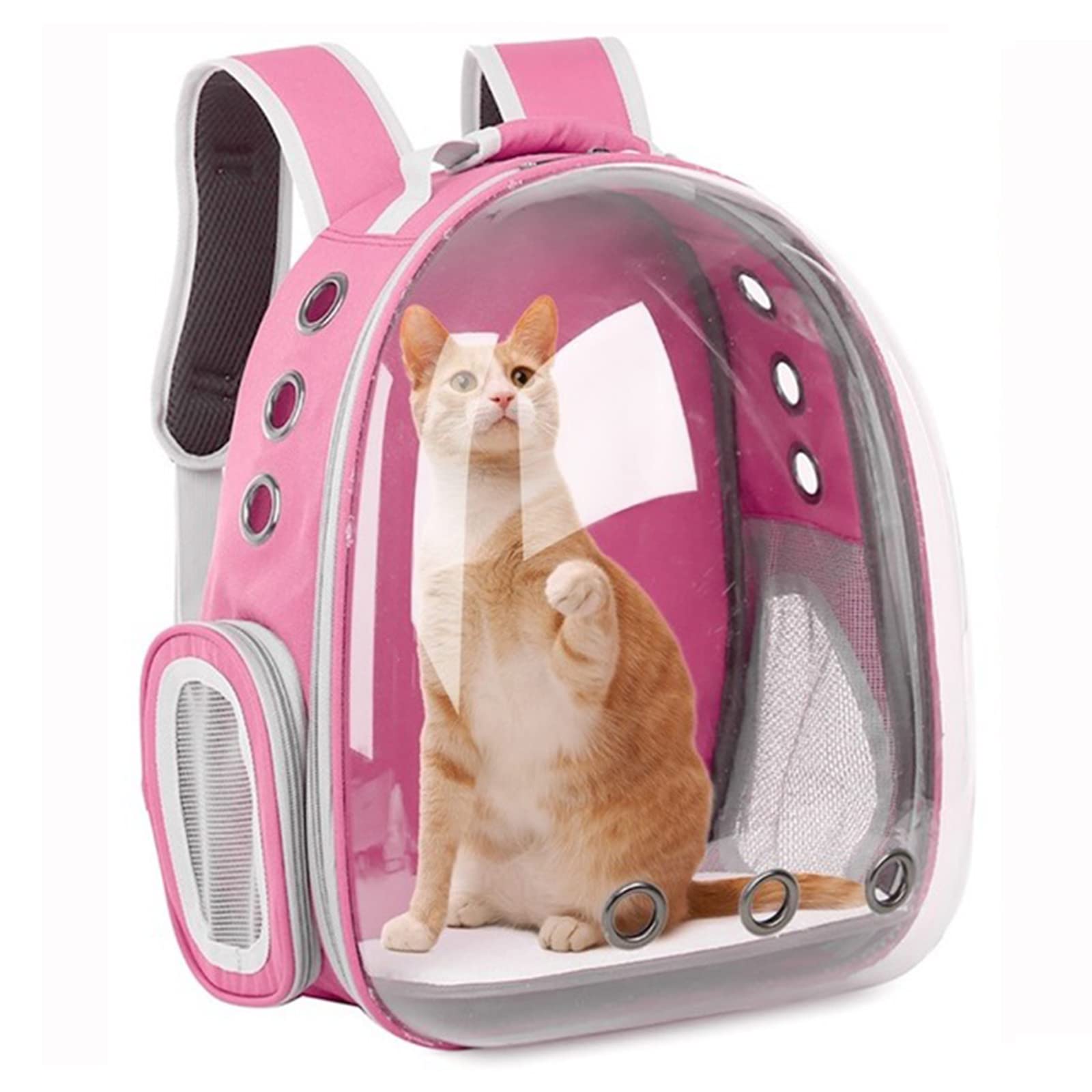 liuwei Mochila para Mascotas, Mochila Transparente para Gatos, Mochila portátil para Viajes al Aire Libre con ventilación para Perros,Rosado