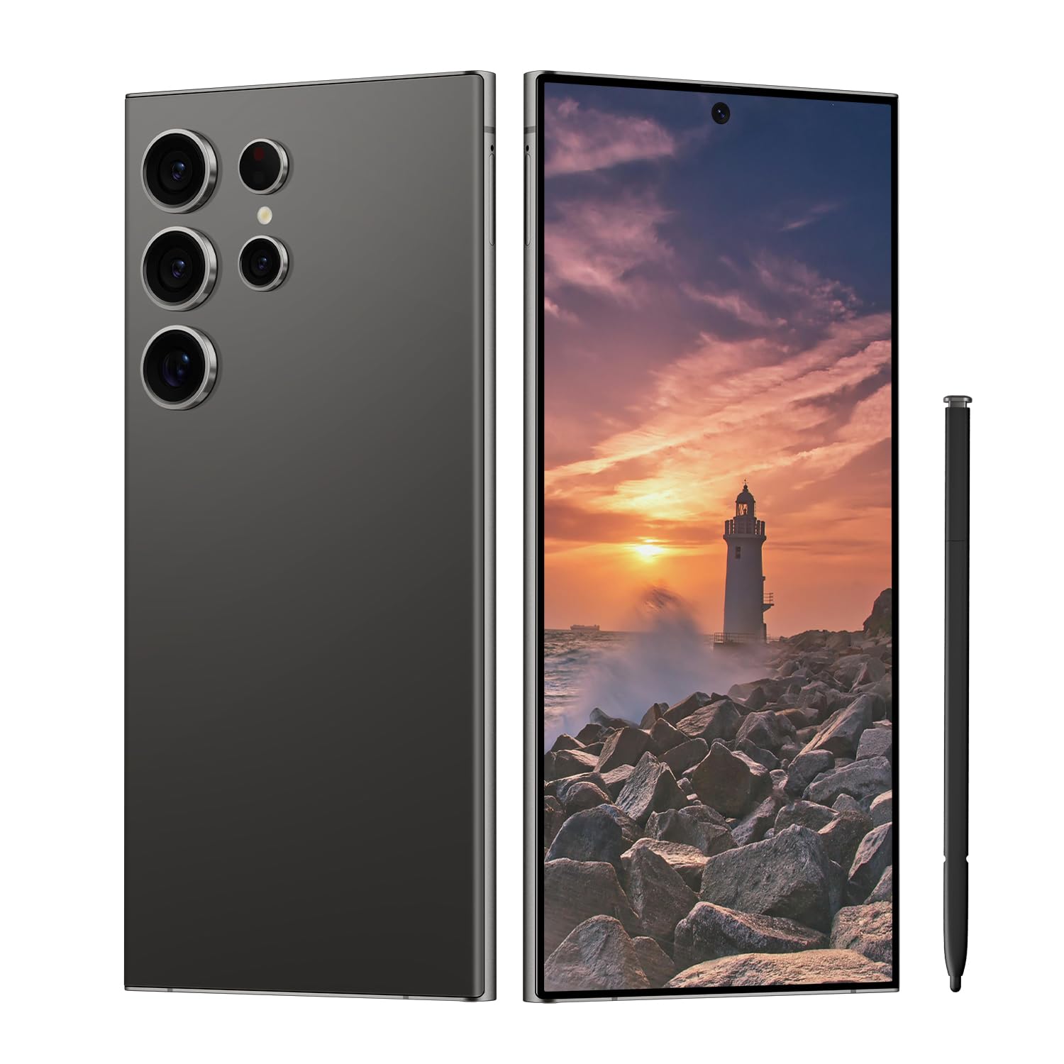 C24 Ultra Unlocked Cell Phones Smartphone Android 13 Phones 8+256GB/6.8" HD Screen/Dual SIM/108MP+48MP Camera/6800 mAh/Built-in Pen (Black)