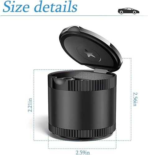 Miniatura 2 de Cenicero de automóvil con tapa, cilindro sin humo con bandera de Estados Unidos, contenedor de cenizas desmontable para portavasos de vehículos,