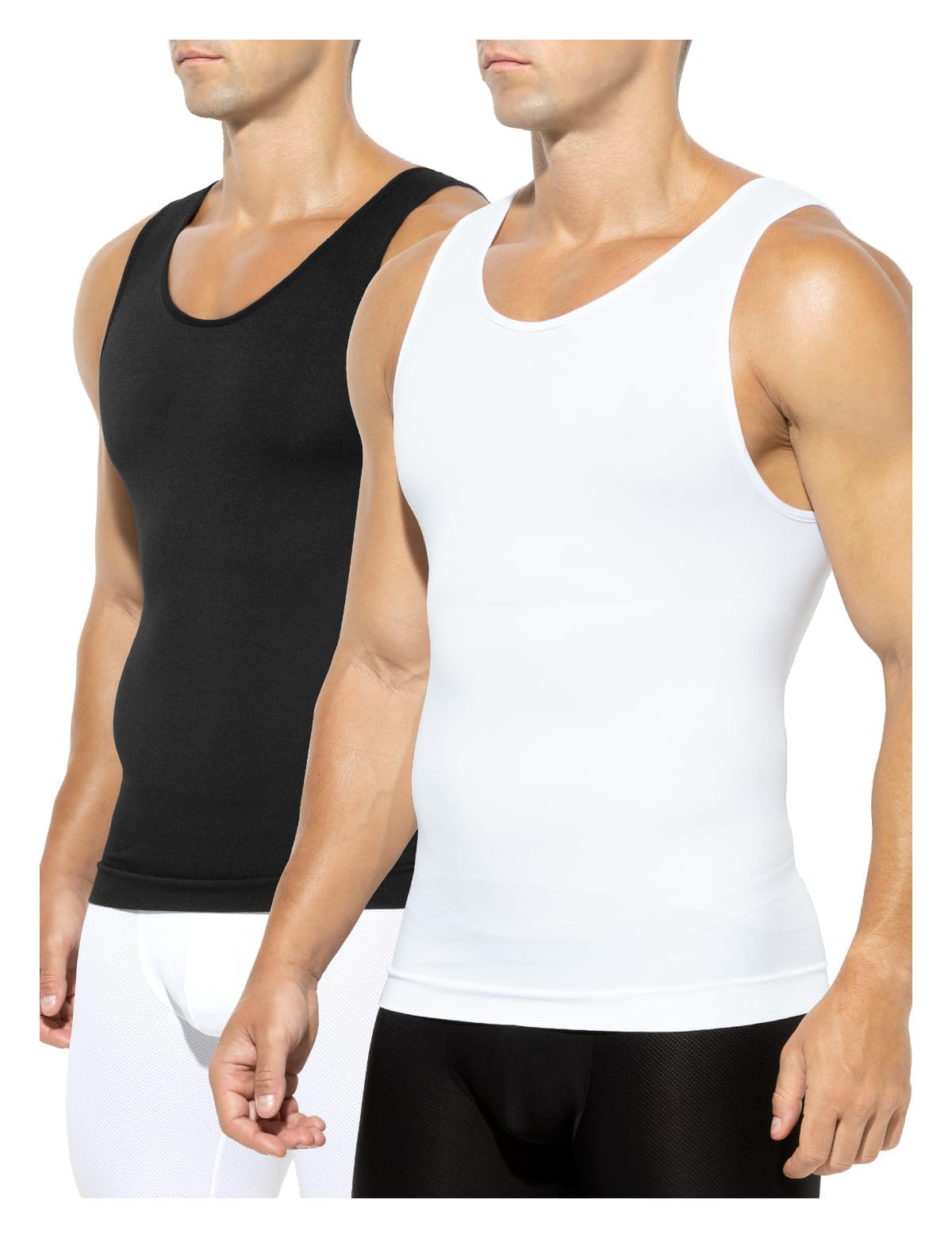 Casey Kevin Chaleco de Compresión (Pack de 2) Hombre Deportiva Camiseta de Tirantes Chaleco para Fitness Gimnasio Running