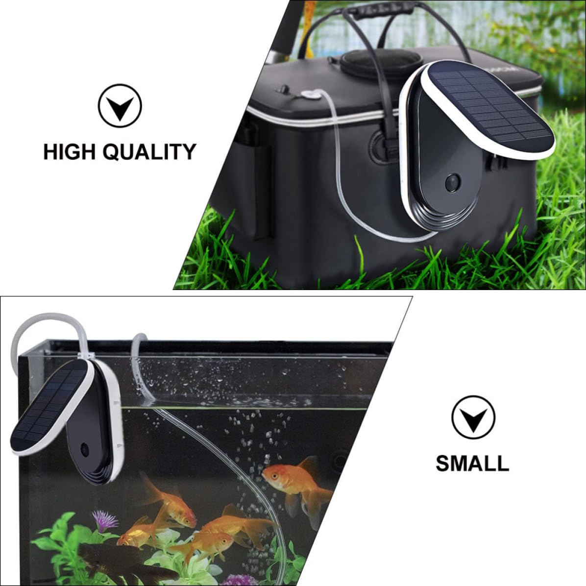 OSALADI Bomba de Oxigenación Solar para Estanques Panel Solar 5v y Batería de 3600mah, Herramienta Portátil de Plástico para Oxigenar Peces Ornamentales en Jardín