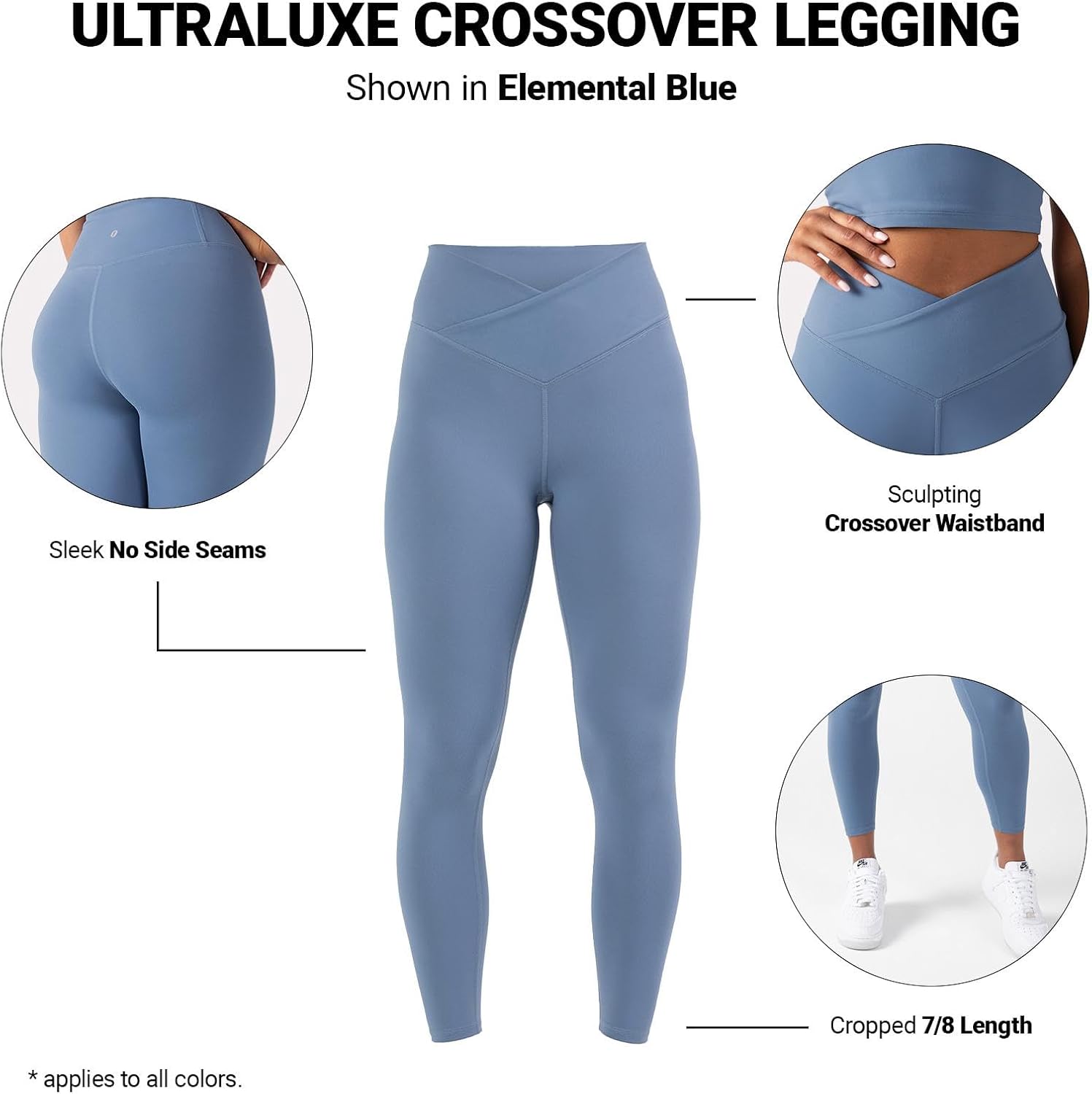 YITTY Active Women's Ultraluxe Crossover High-Waist Legging, Athleisure, 4-Way-Stretch, Onyx, XXL/1X, 7/8 Length - Image 6