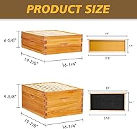 Vista 5 de MayBee Colmena Langstroth de 10 marcos sumergida en cera de abejas 100%, kit de iniciación completo de colmenas y suministros para abejas incluye 2