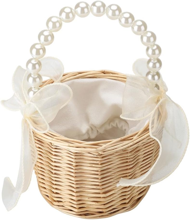 Wedding Bridesmaid Girl Bridal Handheld Flower Basket Organizer Supplies Elegant Storage