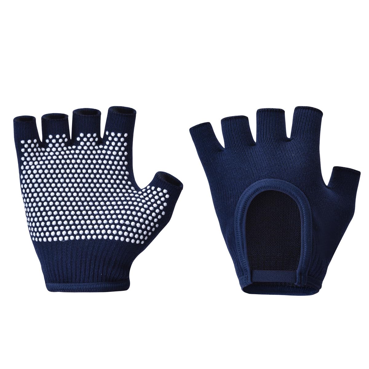 oasymala Non-Slip Fingerless Yoga Gloves – Ideal for Pilates, Barre, Air Yoga, and Fitness Workouts – Breathable Fabric with Enhanced Grip for Stability (Navy Blue)