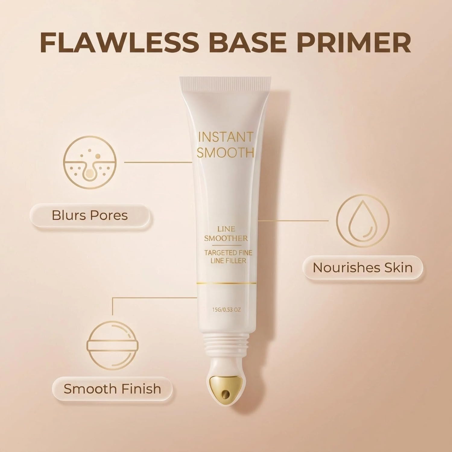 Line Smoother Primer for Wrinkles & Pores, instant smooth line smoother Targeted Fine Line Filler, Tinted Makeup Primer with Vitamin C & Niacinamide, Smoothing Face Primer for Mature Skin (2)