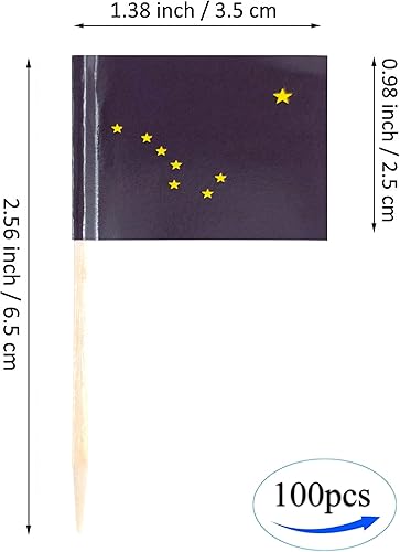 Vista 2 de JBCD Banderas pequeñas de Alaska para cupcakes de Alaska (100 piezas)