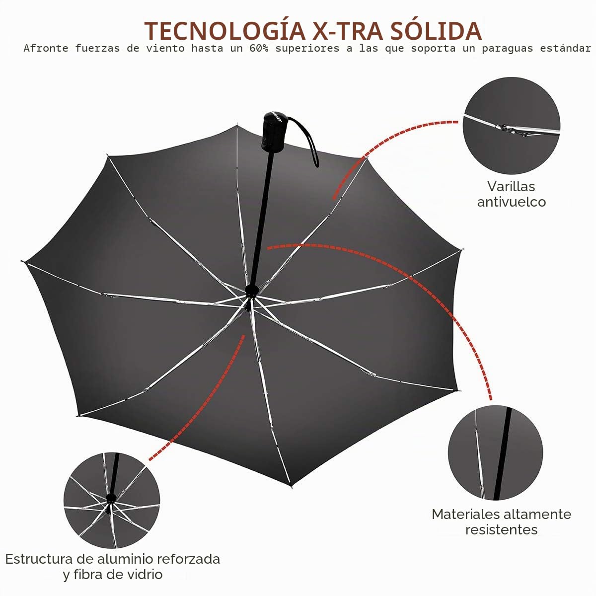 Isotoner Paragua hombre plegable con apertura y cierre automático - x-tra resistente garantía de por vida - ultra repelente al agua