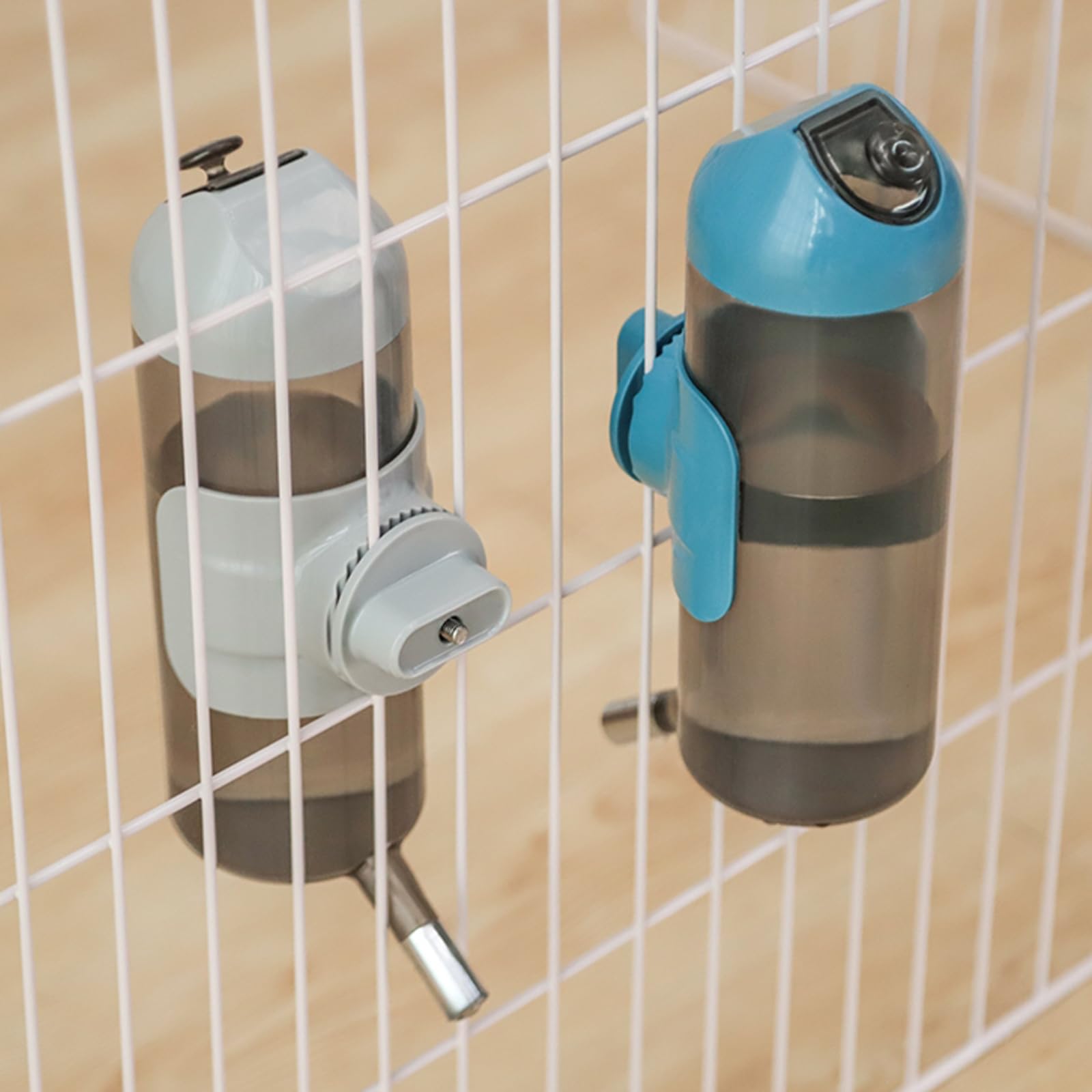 Dispensador de Agua Perros para Jaula, Septillar, 700ml, Bebedero Perro, Sin Goteo, Botella Agua Perro, Mascotas, Gato, Conejo (Gris)