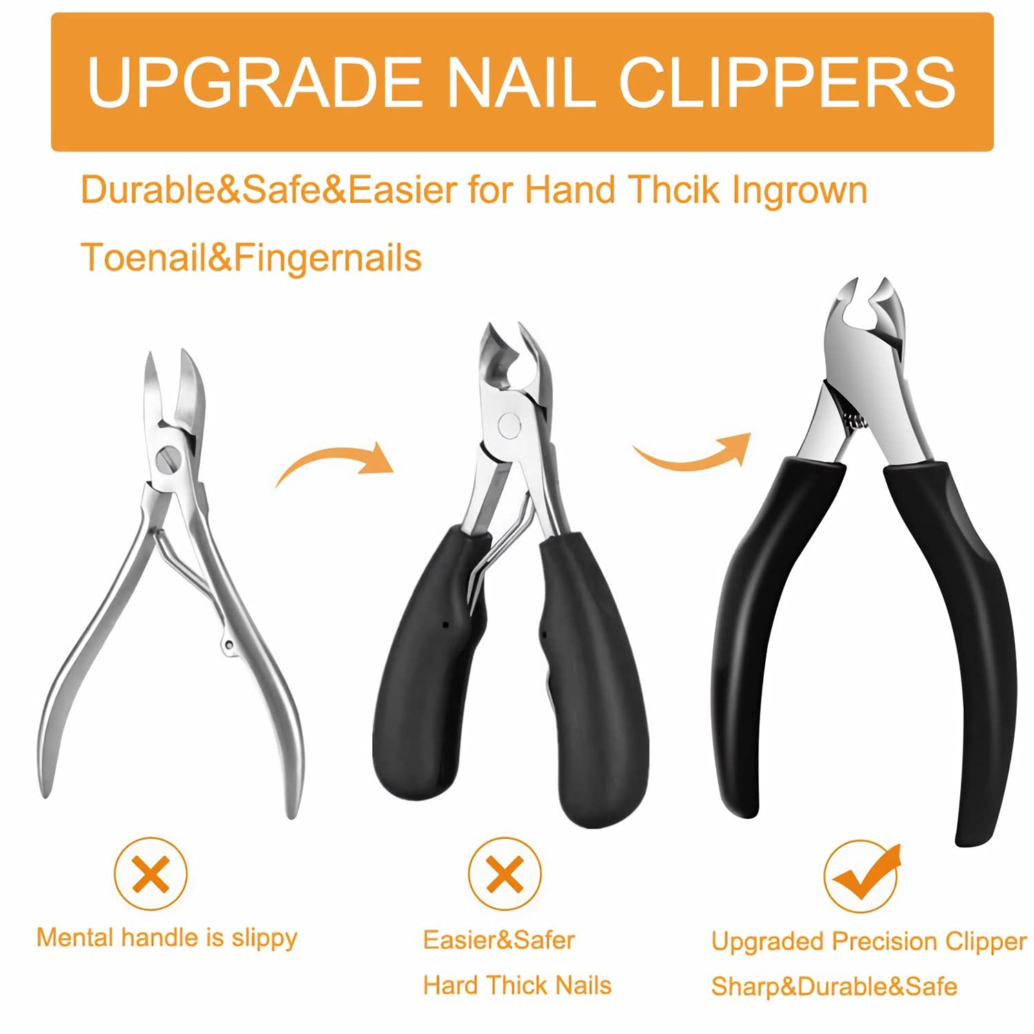 Fußnagel Nagelschere set,Fußnagelzange,Nagelzange,10 Stücke Edelstahl Fußnagel Knipser mit Doppelseite Nagelfeile,Reparieren für Dicke und Eingewachsene Fußnäge