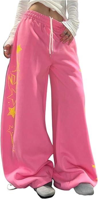 GGOOB Y2k Grunge Barrel Sweatpants Women Teens Oversized Drawstring Hip Hop Track Pants Baggy Wide Leg Graphic Sweatpant
