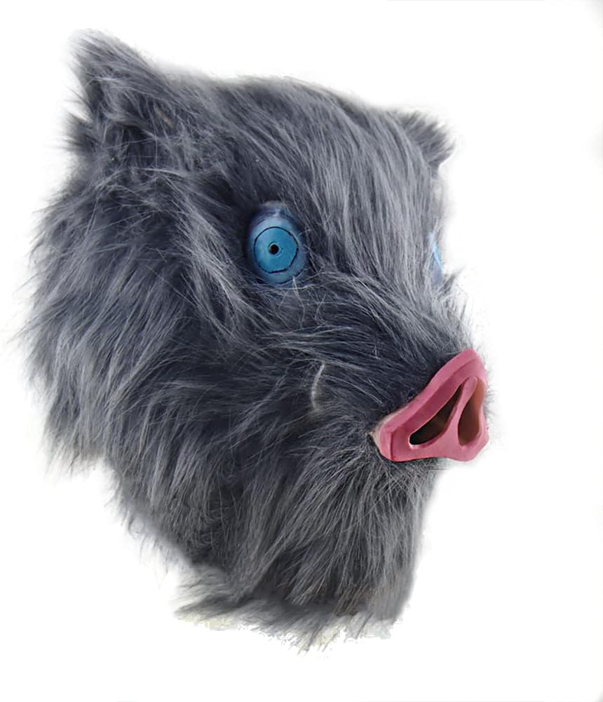Inosuke Mask Anime Hashibira Wild Hog Latex Helmet Wild Boar Cosplay Costume Halloween Merchandise Accessory Party Props