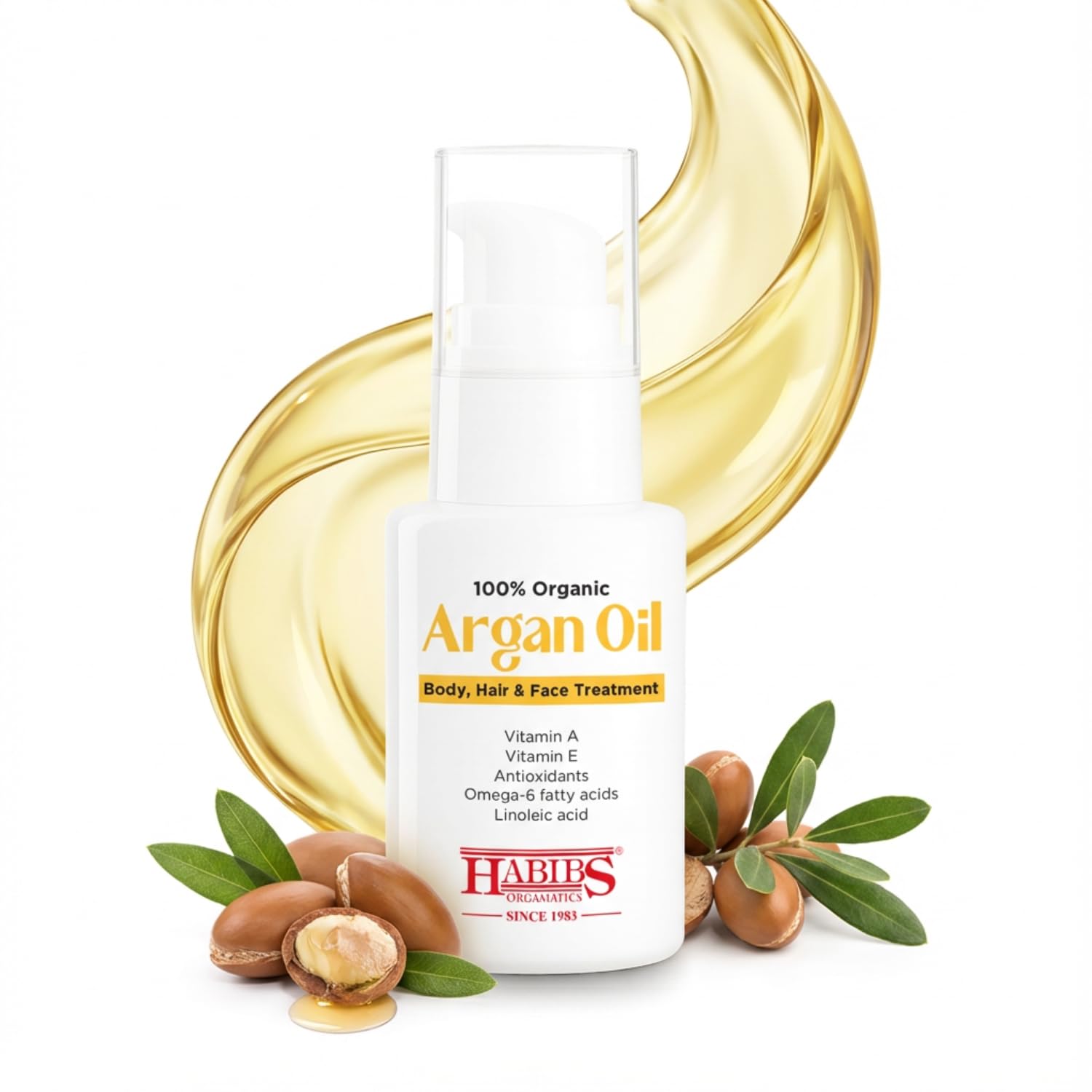 Habibs Orgamatics Pure Organic Moroccan Argan Oil for Hair, Skin, Nails, Cuticles, Face & Beards Cold Pressed, Unscented Vegan Non-GMO Gluten Free Argan Oil for Skin Moisture 30ML Pack of 1-image-21