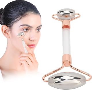 Rolo de massagem facial, rolo de metal para massagem nos olhos, rolo facial de aço inoxidável, massageador ergonômico portátil para braços, pernas, costas, ombros, massageador facial, ferramentas para cuidados com a pele