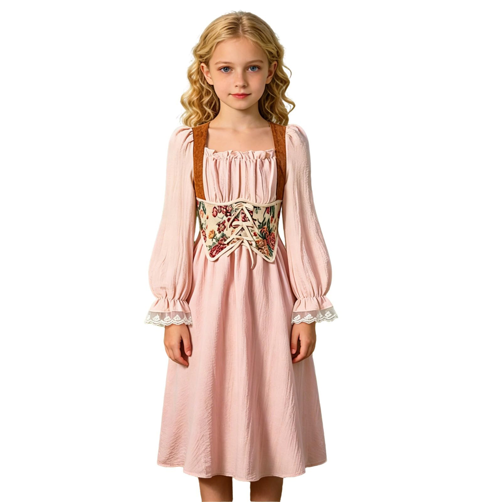 Girls Dress French Palace Medieval Vintage Long Sleeve Princess Dress Elegant Quality Spring Autumn 7-12 Years