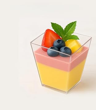 Orret Home 6 Adet Kapaklı Magnolia Tiramisu Kabı Şeffaf Mika Tatlı Kabı Buzdolabına Uygun Tekrar Kullanılabilir Saklama Kabı (20, Prizma)