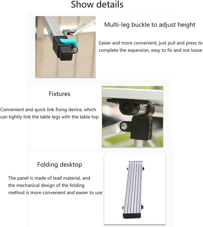 Aluminum Folding Table Adjustable Height Lightweight Portable Camping Table Suitable for Outdoor Picnic Beach