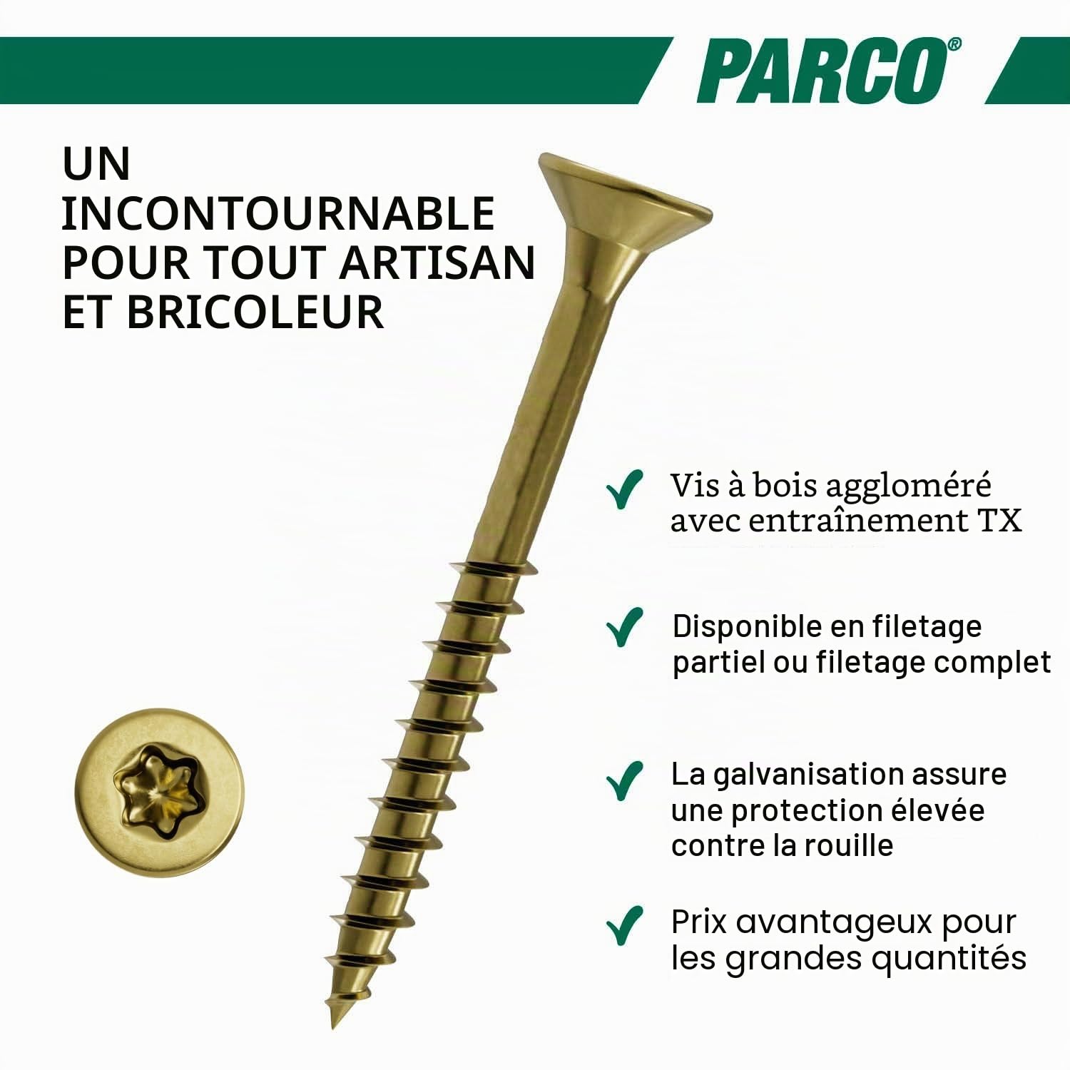PARCO Assortiment de Vis à Bois Torx - Lot de 1400 Vis