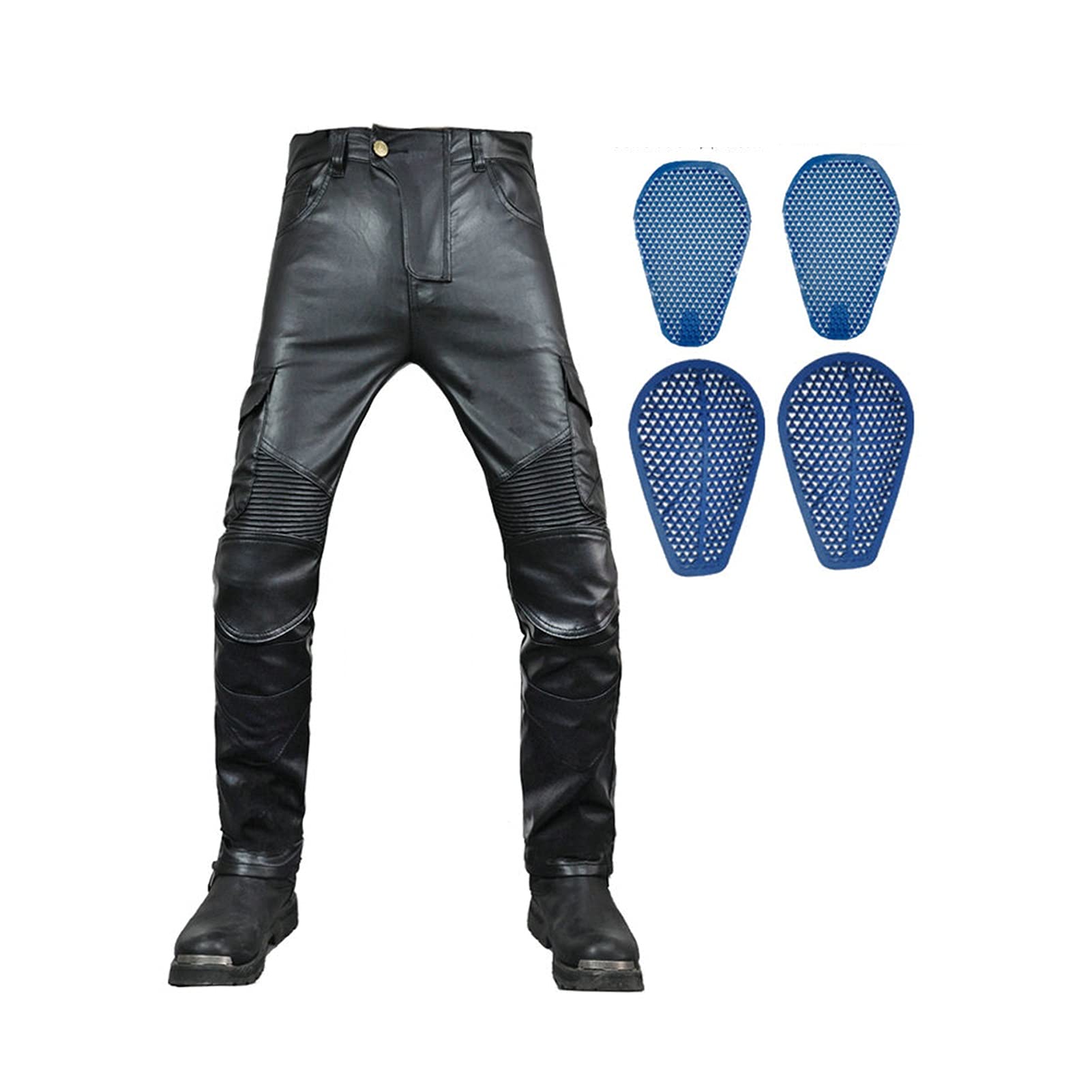 Waterdichte Motorbroek Gepantserde Motorbroek Rijden Waterdicht, Hoge Elasticiteit, Stof 4 Verwijderbare Beschermingsmiddelen Geschikt Voor Motoren En Fietsen (Color : Blue, Size : XX-Large