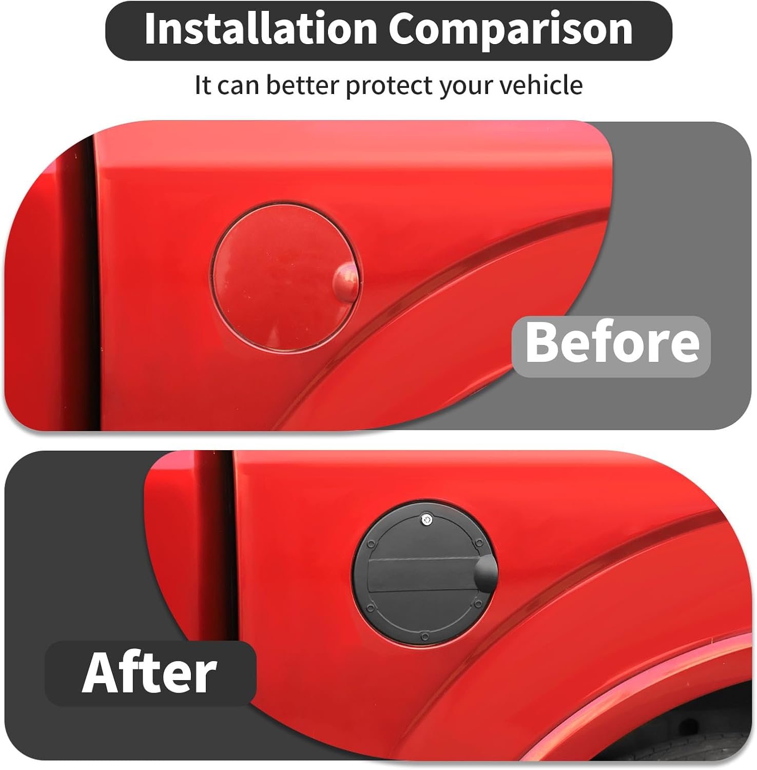 Fuel Filler Door Gas Cap Tank Cover Gas Cap Fuel Tank Cover Compatible with Ford F150 2015-2020 (Black)