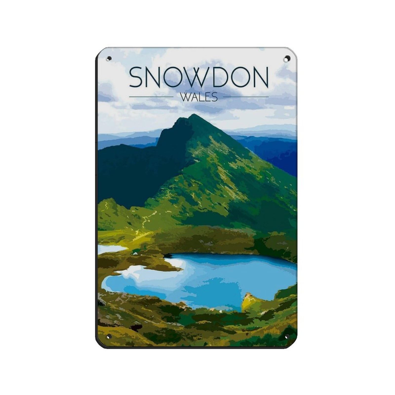 Lxwnze 20L X 30W Cm Mount Snowdon Poster,Wales Travel Tin Sign Vintage Metal Pub Club Cafe Bar Home Wall Art Decoration Poster Retro 8X12inch(20X30cm)
