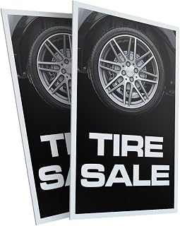 Tire Sale (2-Pack) 24 Inch x 36 Inch Plastic Signs | Sign Insert 4mm Corrugated Plastic Signs Storefront Window Poster | Auto Promotions, Affordable Pricing, Reliable Service | Made in USA