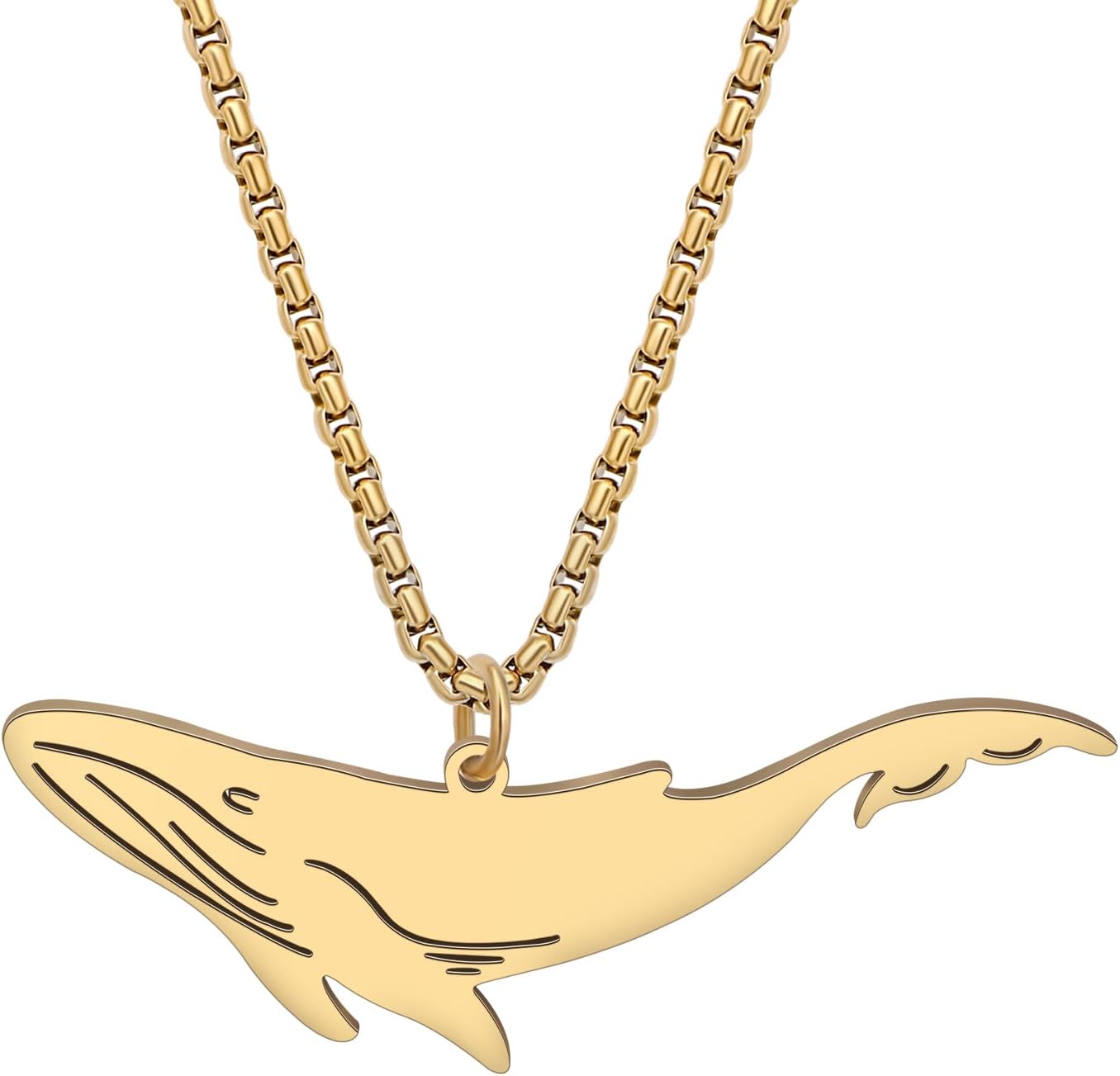Cute Whale Necklace Stainless Steel Chain Pendant Ocean Animal Jewelry Birthday Summer Gifts for Women