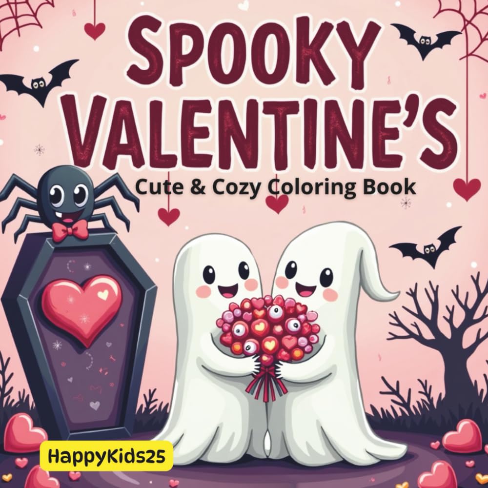 Spooky Valentine's Cute & Cozy Coloring Book: 40 Adorable and Relaxing Pages with Creepy Kawaii Designs for Kids, Teens, and Adults (Spooky Cutie)