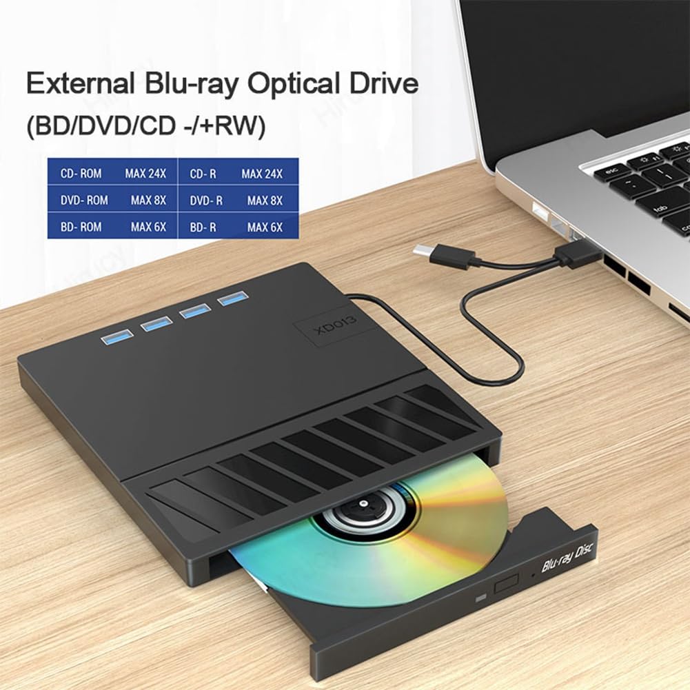 Blu-Ray USB 3.0 Tipo-C Unidad Óptica Externa Grabadora Lectora CD/DVD/BD RW