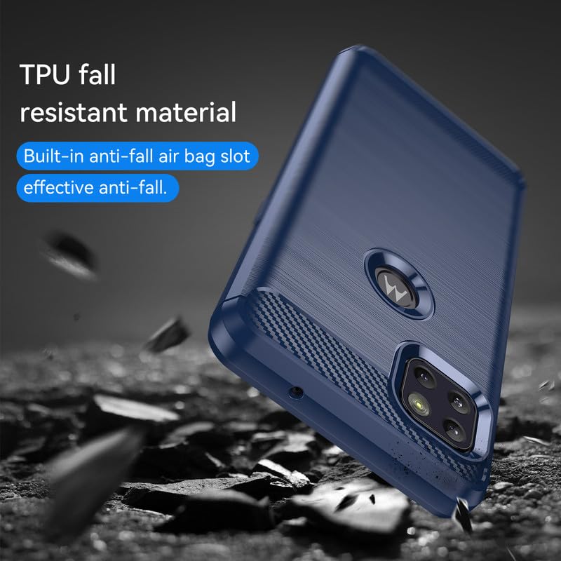 Image of Hybrid Carbon Fiber Back Case for Moto G 5G (Blue)