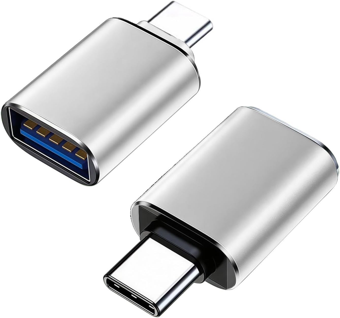 – 2 Pack USB-C to USB Adapter, OTG Aluminum USB-C Male to USB Female Adapter Compatible with MacBook Pro,Galaxy Type-C Smartphone and Tablet