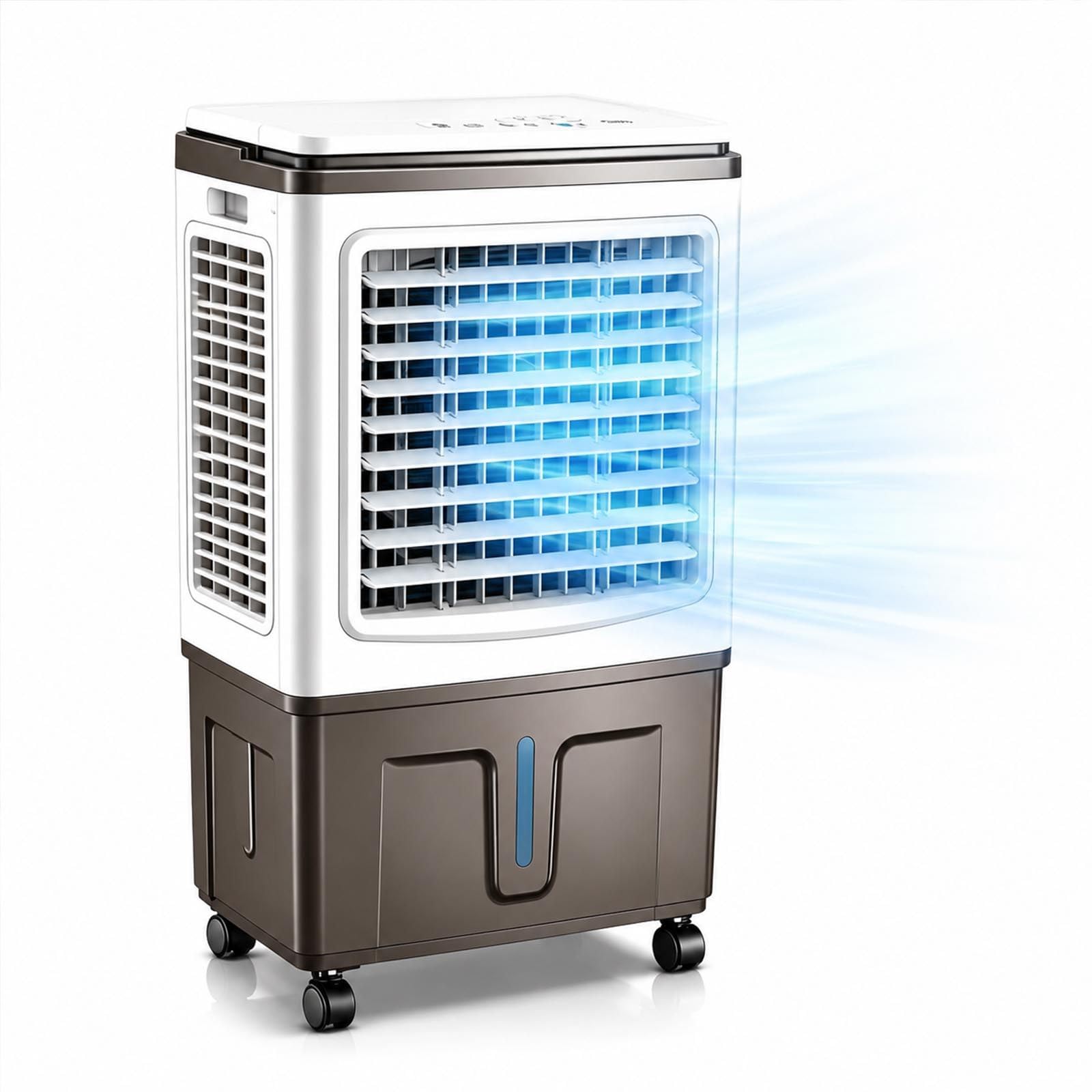Sunseota Portable Evaporative Air Cooler with Humidifier, 40L Swamp Cooler with 2 Ice Packs, Quiet Windowless Cooling Fan with Wide Oscillation, Powerful Portable Space Cooler for Bedroom, Room 40L