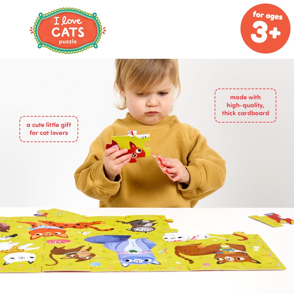 Puzzle de Sol « I Love Cats » pour Enfants – Comprend 40 Grandes pièces avec Une Grande Taille terminée de 66 cm et 32 cm – pour Enfants de 3 Ans et Plus