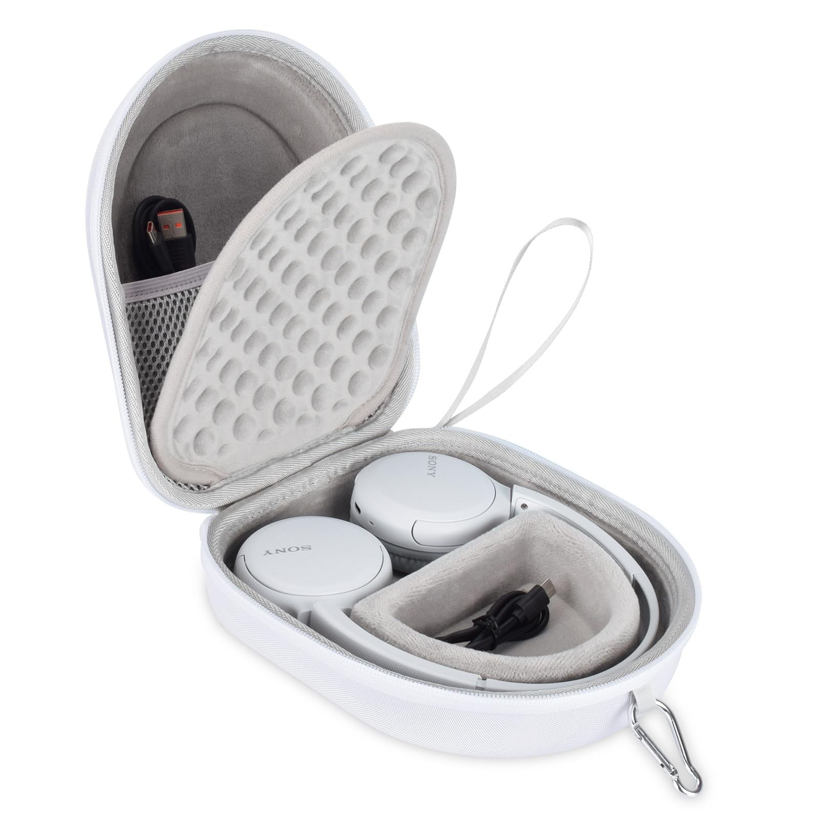 ZUJFPL EVA Hard Case for Sony WH-CH510/WH-CH520/JBL Tune 510BT/500BT/ Live400BT Noise Canceling Wireless Headphones,Premium Travel Protective Carrying Storage Bag(White)