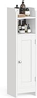VASAGLE Slim Corner Storage Cabinet 7.9x7.1x31.5in Narrow Toilet Paper Holder Adjustable Shelves Cloud White UBBC310W01 Bathroom Small Spaces