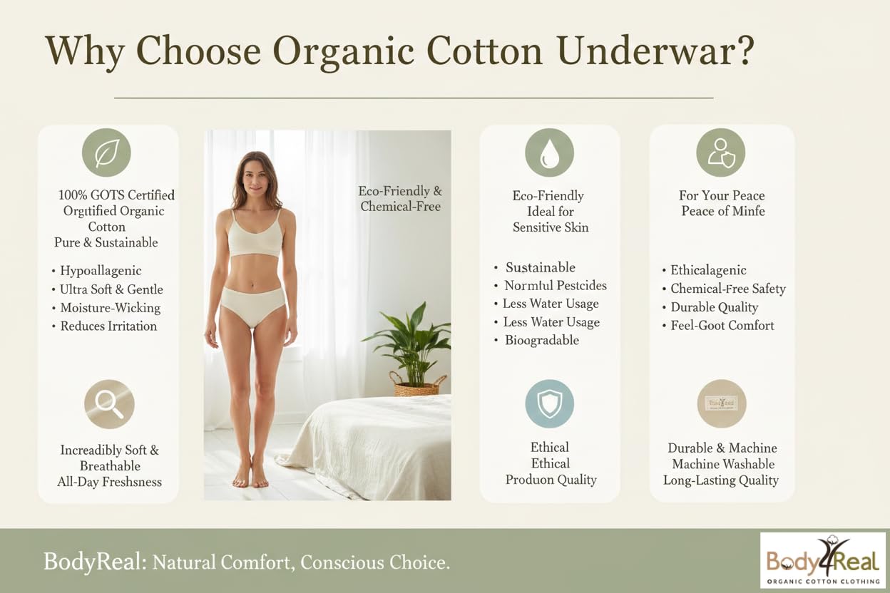 Certifie Cotone Biologico Biologico 100% Biologico Donna Certificato Cotone (Grande)
