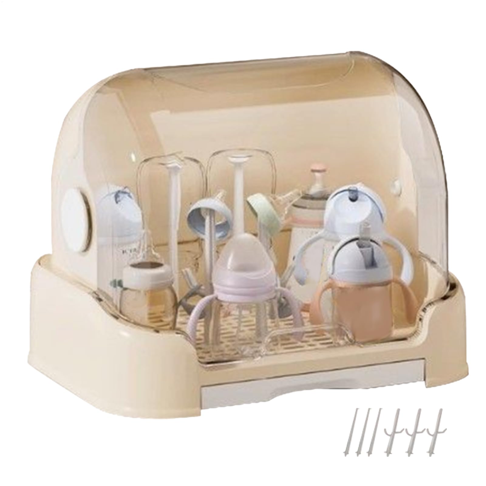 Dopsyesn Baby Bottle Container - Nursing Bottle Storage Box Drying Rack with Cover,Dustproof Case Portable Container for Cabinet Dish Pacifier Teether Travel Feeding Cutlery Cup