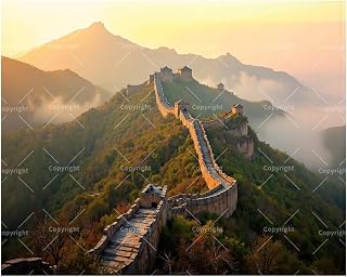 Landmark Paint by Numbers Kit for Adults - DIY Great Wall of China Landscape Painting on Canvas 16x20In, Acrylic Paint Set, Suitable for Beginners, Art for Home Decoration or Gifts