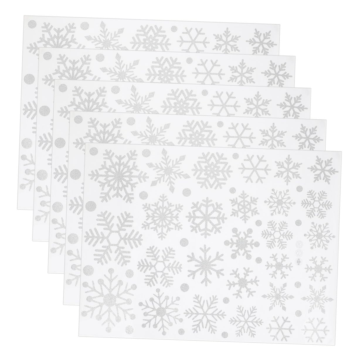VALICLUD 5 Láminas de Pegatinas Navideñas de Copos de Nieve Purpurina Plateada para Decoración de Ventanas y Puertas Adhesivos para Cristales en Temporada Navideña Decoración Festiva de